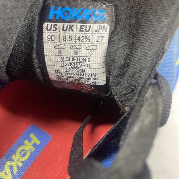 Hoka OneOne Clifton 9 Virtual Blue Cerise Mens Blue Size 9 Running Shoes 1127895 - Picture 10 of 11